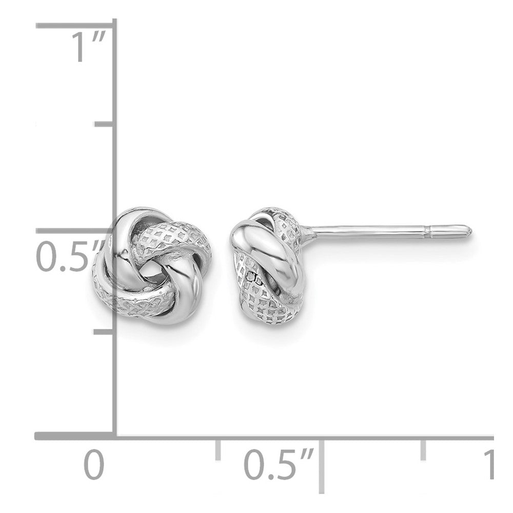 Sterling Silver Rhodium-plated Polished/Textured Love Knot Post Earrings
