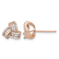 Sterling Silver Rose-tone CZ Love Knot Post Earrings