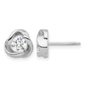 Sterling Silver Rhodium-plated with CZ Love Knot Post Earrings