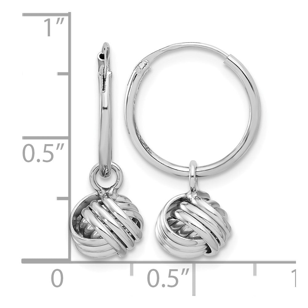 Sterling Silver Rhodium-plated Love Knot Dangle Eternity Hoop Earrings