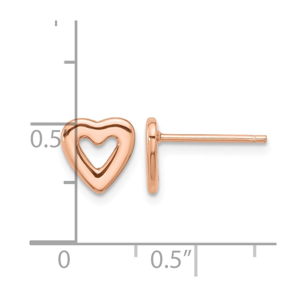 Sterling Silver Rose-tone Open Heart Post Earrings