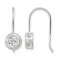 Sterling Silver Polished Round CZ Bezel Dangle Earrings