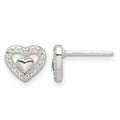 Sterling Silver E-Coating CZ Heart in a Heart Earrings