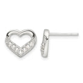 Sterling Silver Polished CZ Heart Post Earrings
