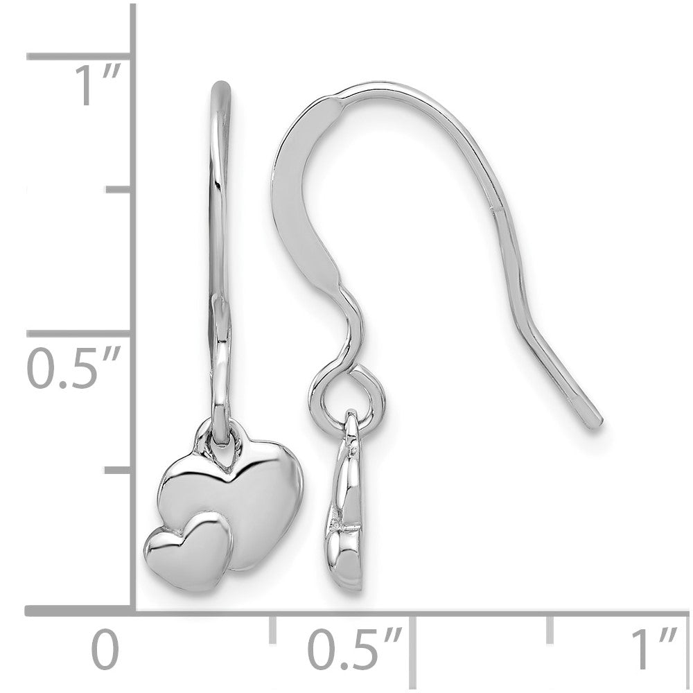 Sterling Silver Rhodium-plated Hearts Dangle Earrings