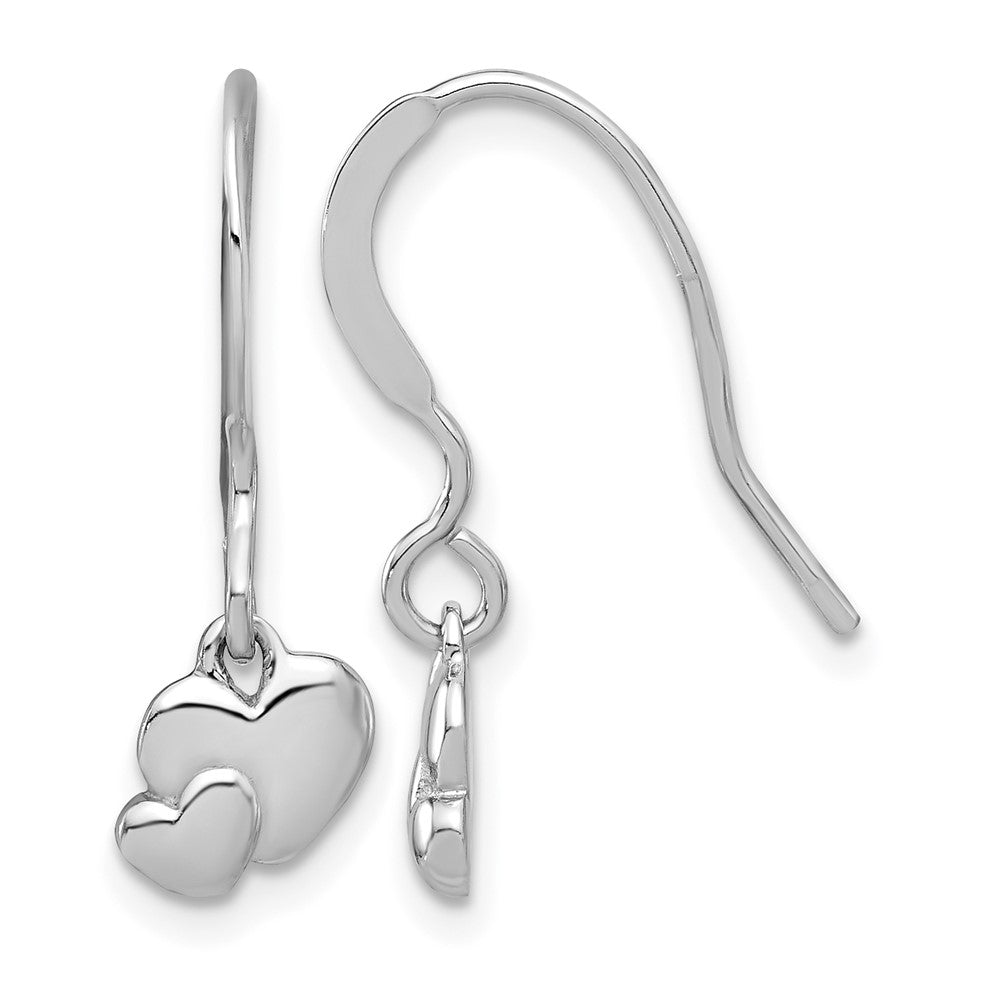 Sterling Silver Rhodium-plated Hearts Dangle Earrings