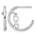 Sterling Silver Rh-plated Polished Infinity Dangle J-Hoop Post Earrings