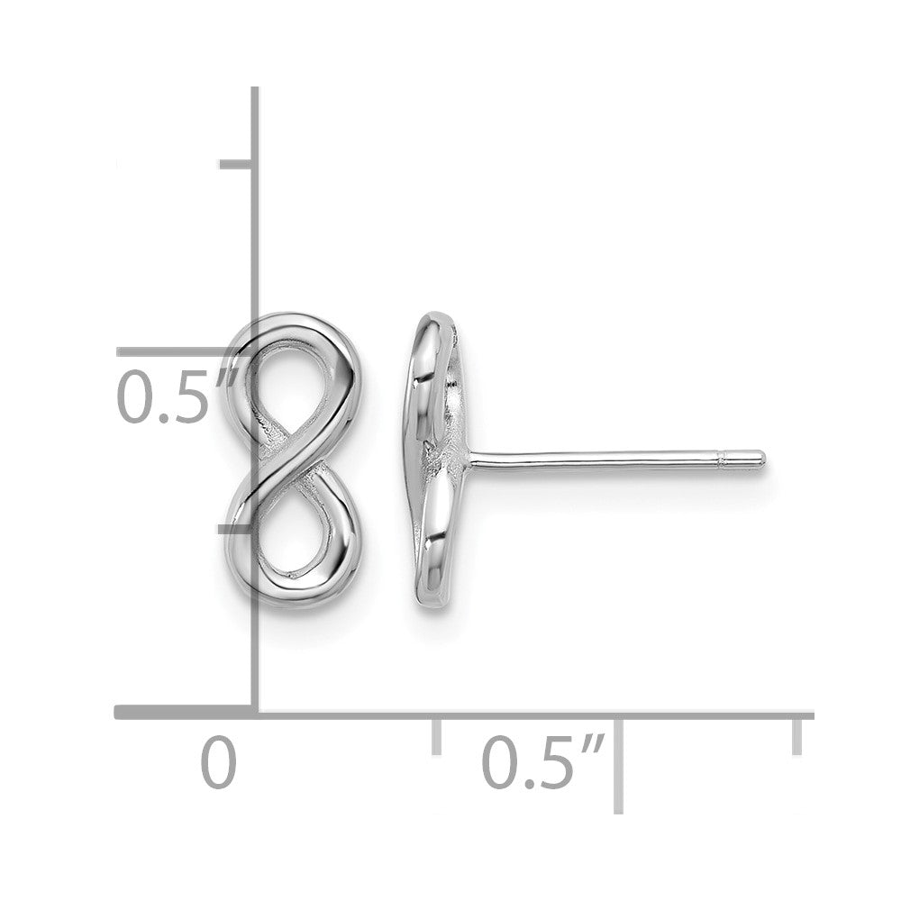 Sterling Silver Rhodium-plated Polished Infinity Post Earrings