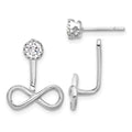 Sterling Silver Rhodium-plated Drop Infinity Jacket CZ Post Earrings