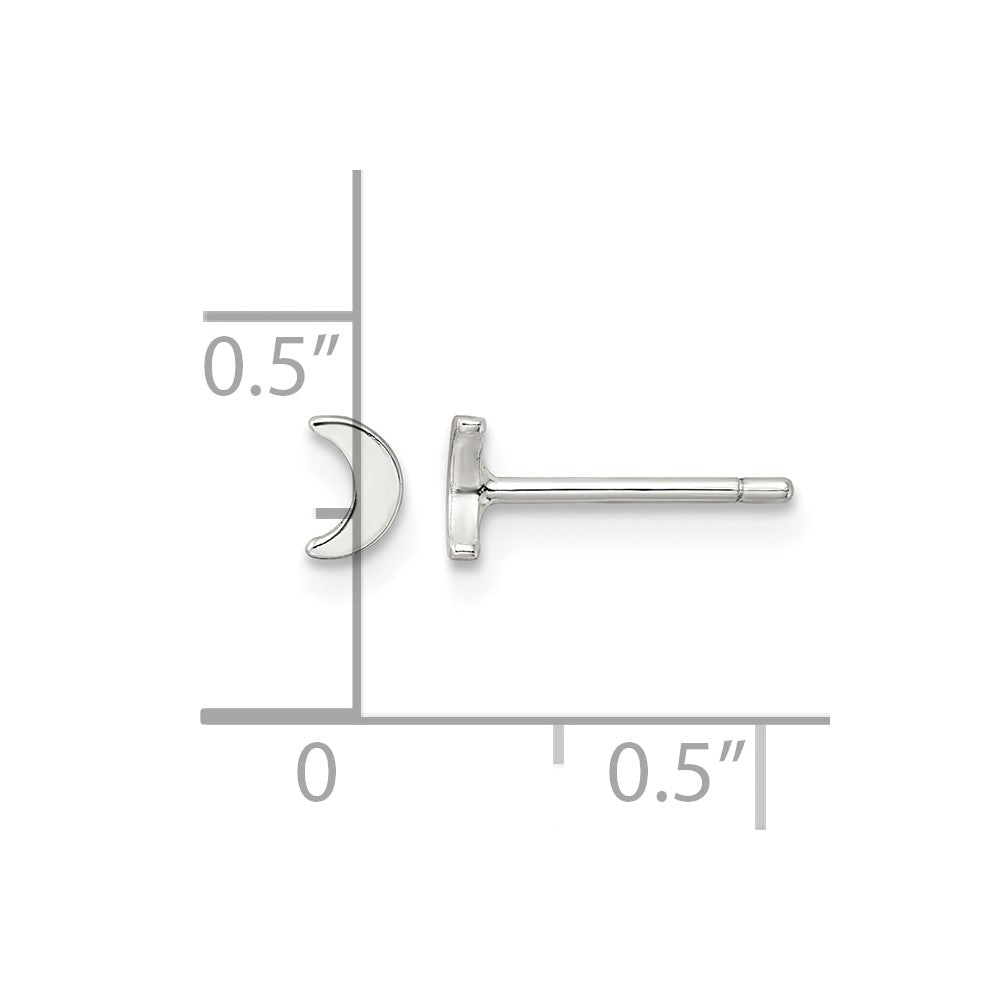 Sterling Silver E-Coating Moon Post Earrings