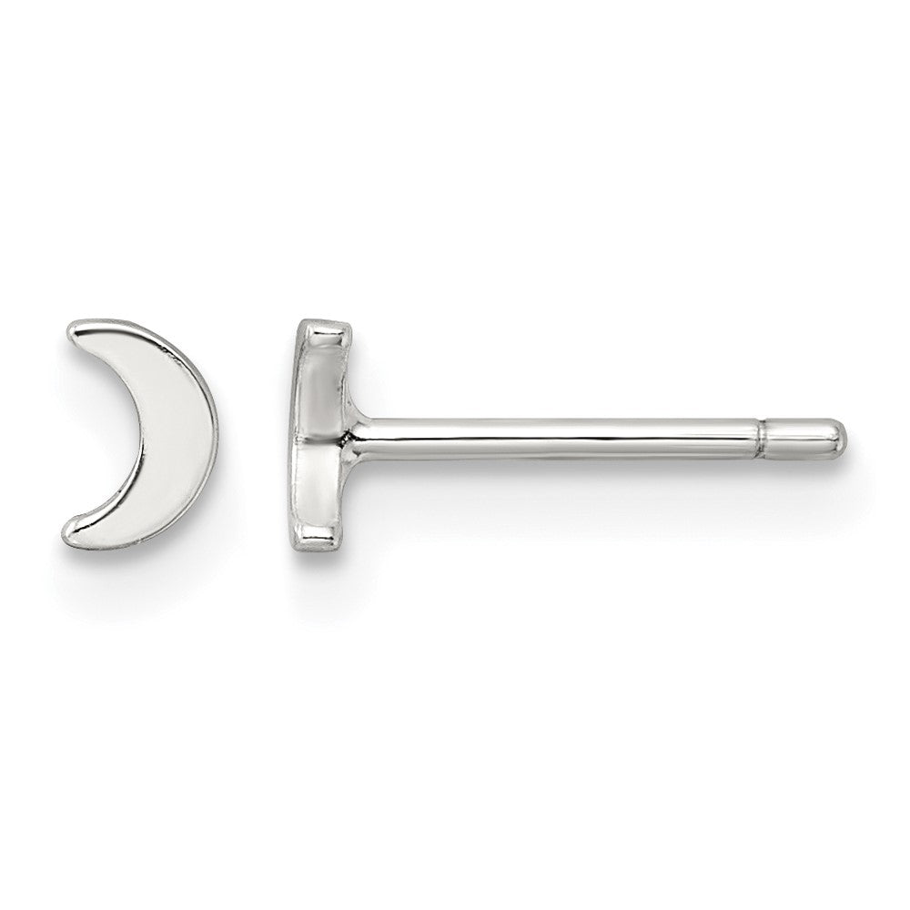 Sterling Silver E-Coating Moon Post Earrings