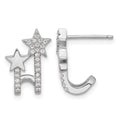 Sterling Silver Rhodium-plated CZ Star Cuff Post Earrings