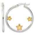 Sterling Silver and Gold-tone Stars Hoop Earrings