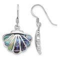 Sterling Silver Rhodium-Plated Polished Abalone Shell Dangle Earrings