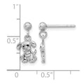 Sterling Silver Rhodium-plated Enameled Dog Post Dangle Earrings