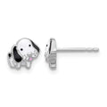 SS Rhodium-plated Black and White Enamel Dog Post Earrings