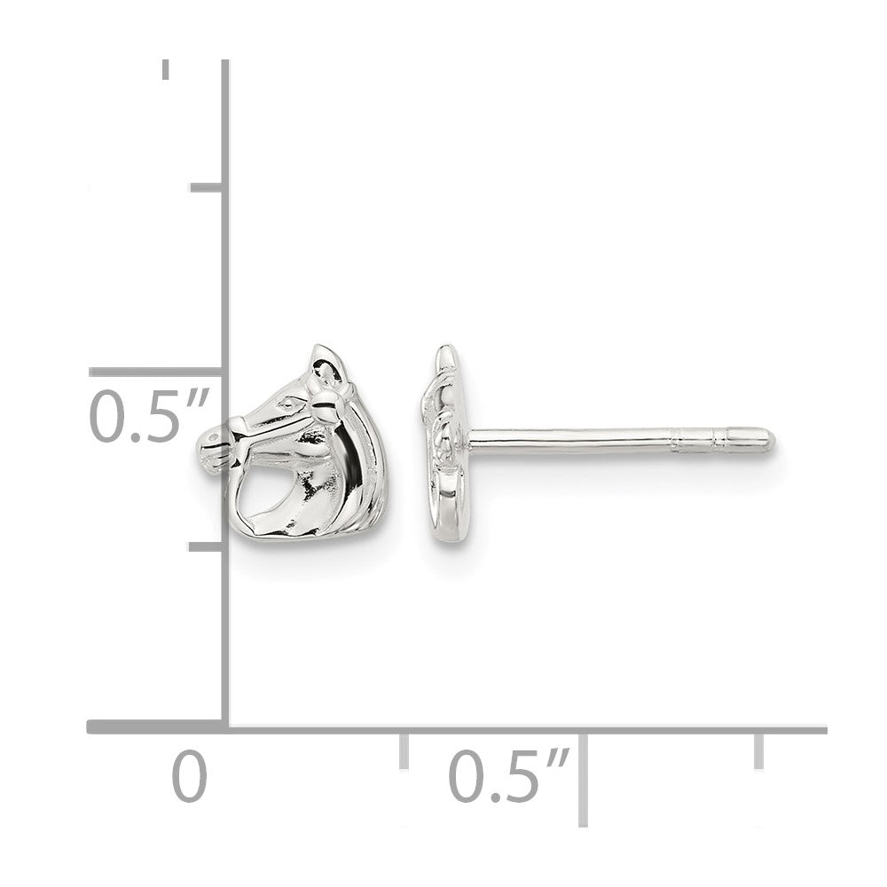 Sterling Silver E-coated Horse Post Earrings
