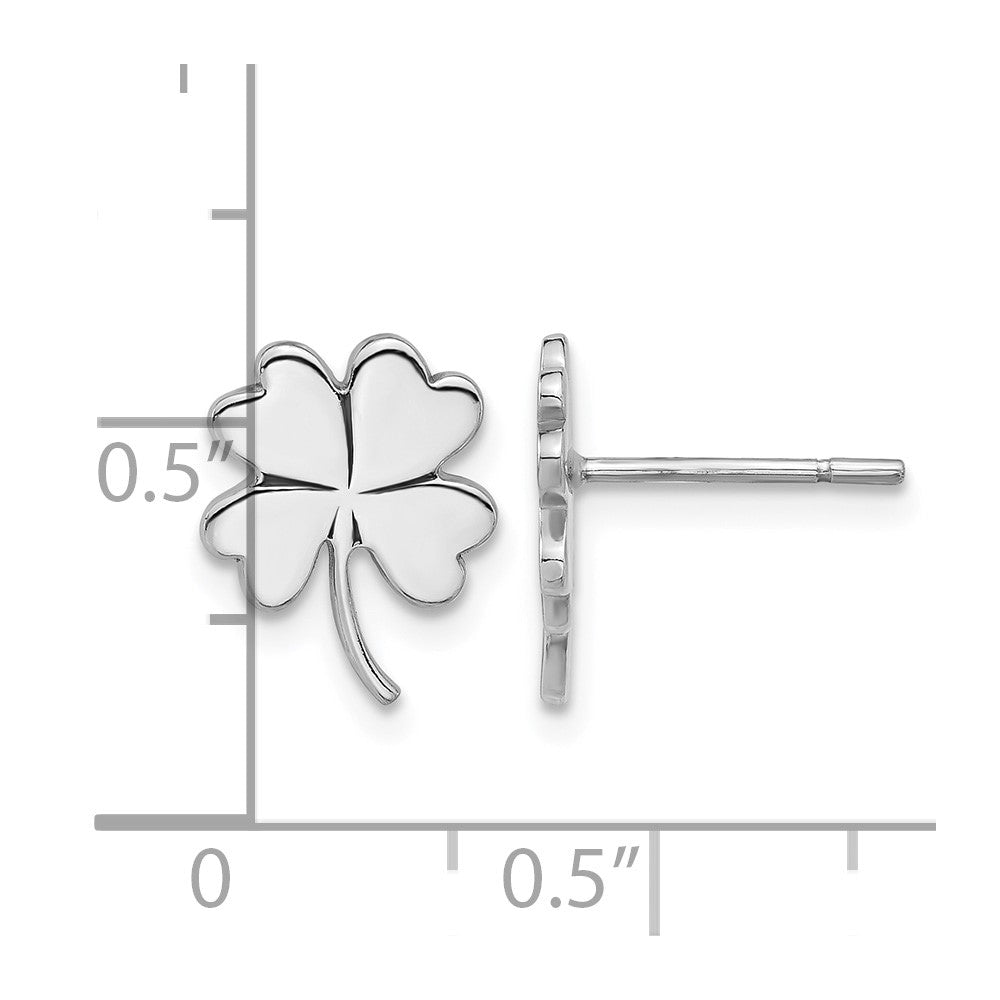 Sterling Silver Rhodium-plated Polished Clover Post Earrings