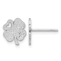 Sterling Silver Rhodium-plated Textured Clover Post Earrings