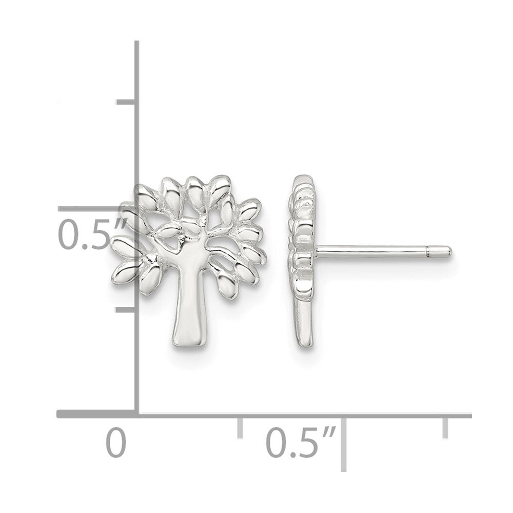 Sterling Silver E-Coating Polished Tree Post Earrings