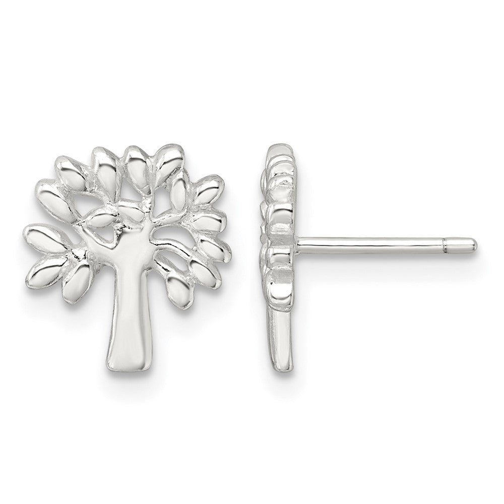 Sterling Silver E-Coating Polished Tree Post Earrings