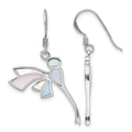 SS Rhod-Plated Polished Multi-Color Dragonfly Mother of Pearl Earrings