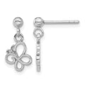Sterling Silver Rhodium-plated Butterfly Post Dangle Drop Earrings