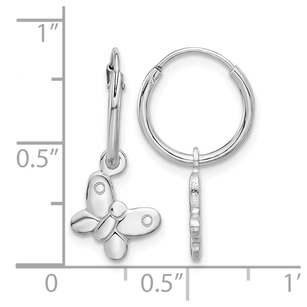Sterling Silver Rhodium-plated Madi K Butterfly Hoop Earrings