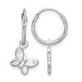 Sterling Silver Rhodium-plated Madi K Butterfly Hoop Earrings