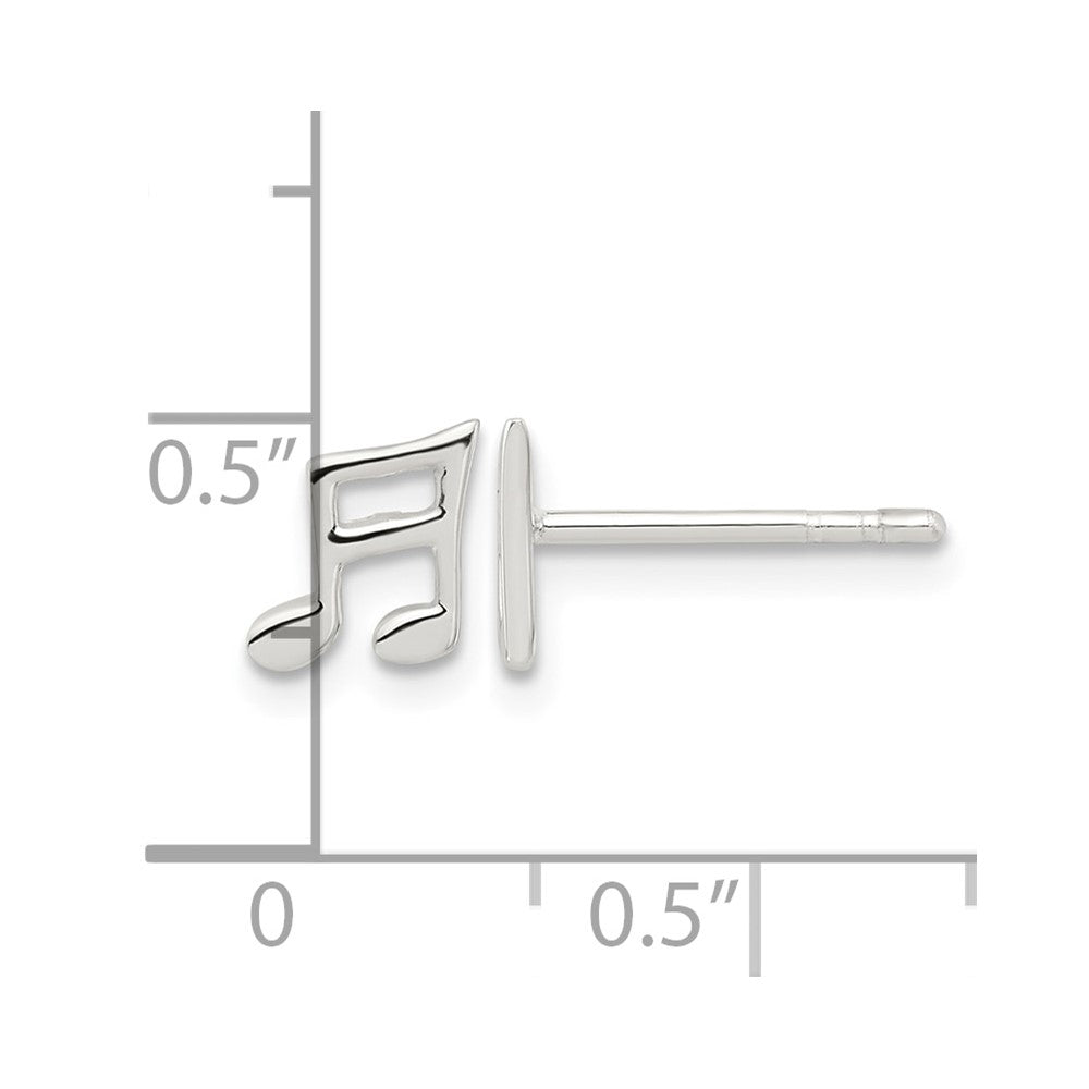 Sterling Silver E-coated Music Note Post Earrings