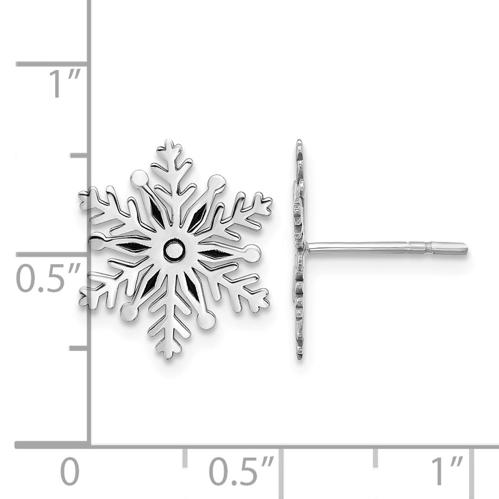 Sterling Silver Rhodium-plated Enamel Snowflake Post Earrings