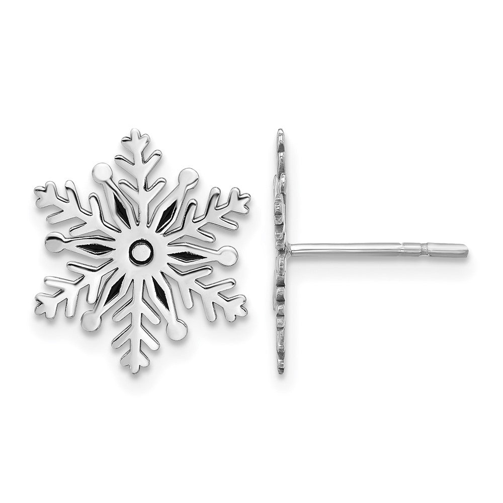 Sterling Silver Rhodium-plated Enamel Snowflake Post Earrings