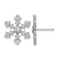 Sterling Silver Rhodium-plated CZ Crystal Snowflake Post Earrings