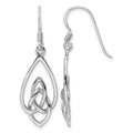 Sterling Silver Rhodium-Plated Polished Dangle Celtic Knot Design Earrings