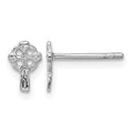 Sterling Silver Rhod-plated Polished & Textured Celtic Cross Post Earrings