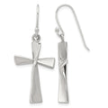 Sterling Silver Polished Cross Dangle Earrings