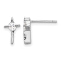 Sterling Silver Rhodium-plated Polished CZ Wavy Cross Post Earrings
