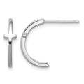 Sterling Silver Rhodium-plated Polished Cross Post J-Hoop Earrings