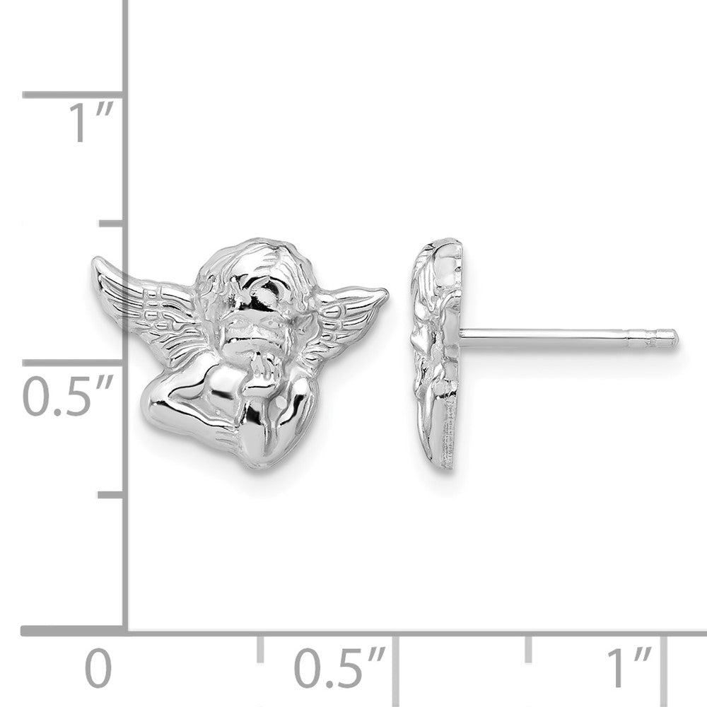 Sterling Silver Polished & Textured Cherub Post Earrings