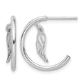 Sterling Silver RH-plated Polished Wings Dangle Post C-Hoop Earrings