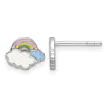Sterling Silver Rhodium-plated Enamel Rainbow Children's Post Earrings