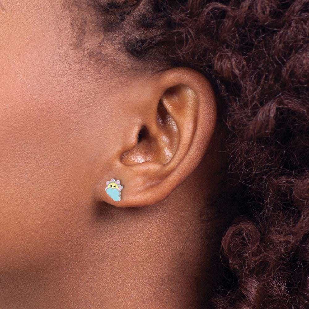 Sterling Silver Rhodium-plated Enamel Sun and Cloud Earrings