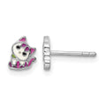 Sterling Silver RH-pltd Multi-color Enameled Kitty Post Earring
