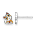 Sterling Silver RH-plated Multi-color Enameled Dog Post Earrings