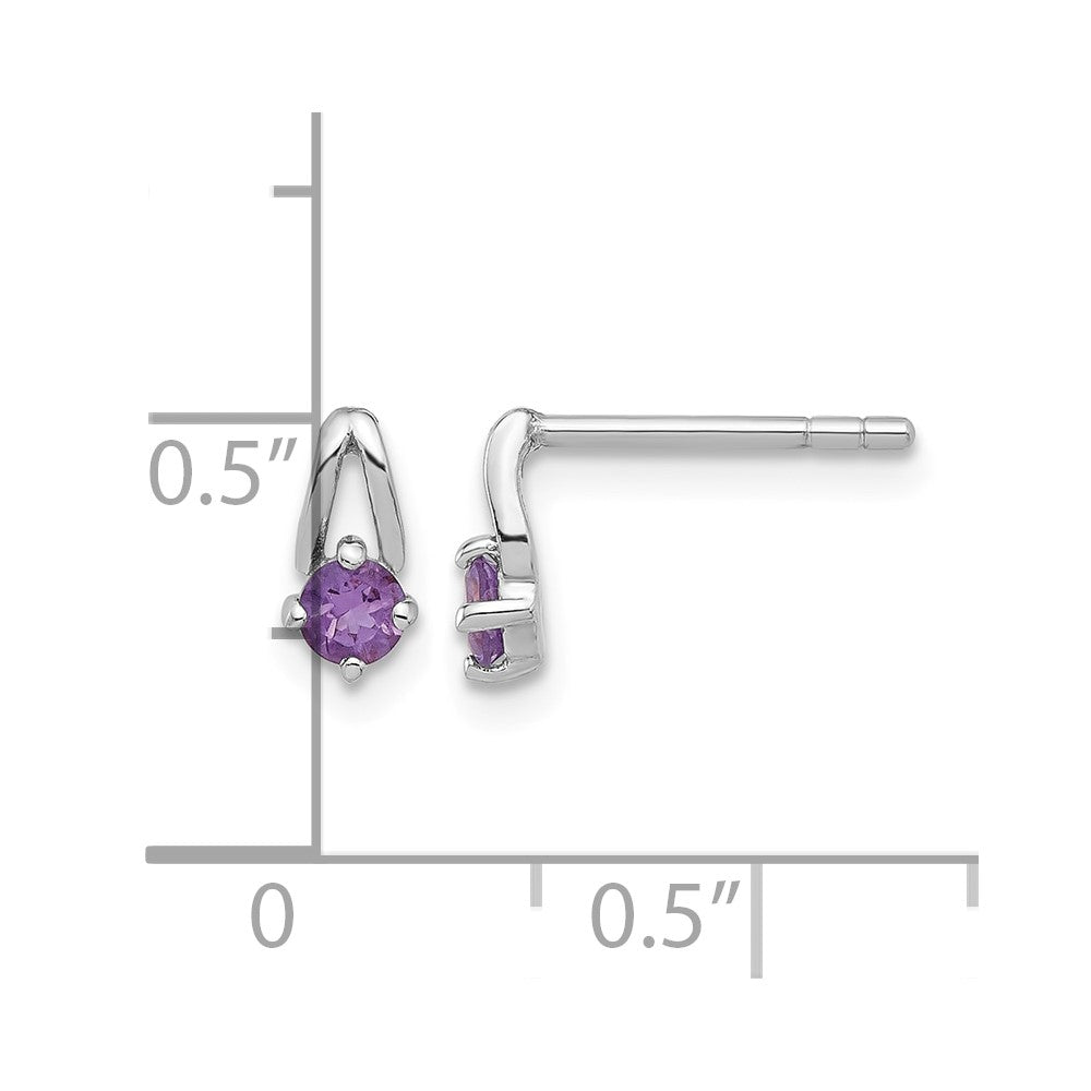 Sterling Silver Rhodium-plated Amethyst Post Earrings