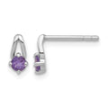 Sterling Silver Rhodium-plated Amethyst Post Earrings