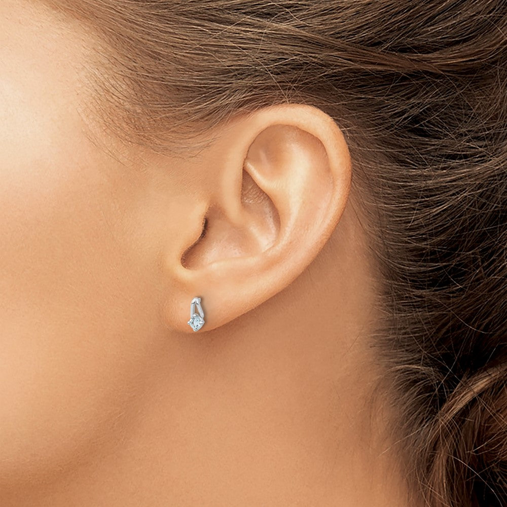Sterling Silver Rhodium-plated Swiss Blue Topaz Post Earrings