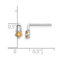 Sterling Silver Rhodium-plated Citrine Post Earrings