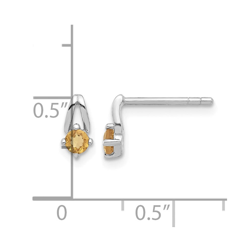 Sterling Silver Rhodium-plated Citrine Post Earrings