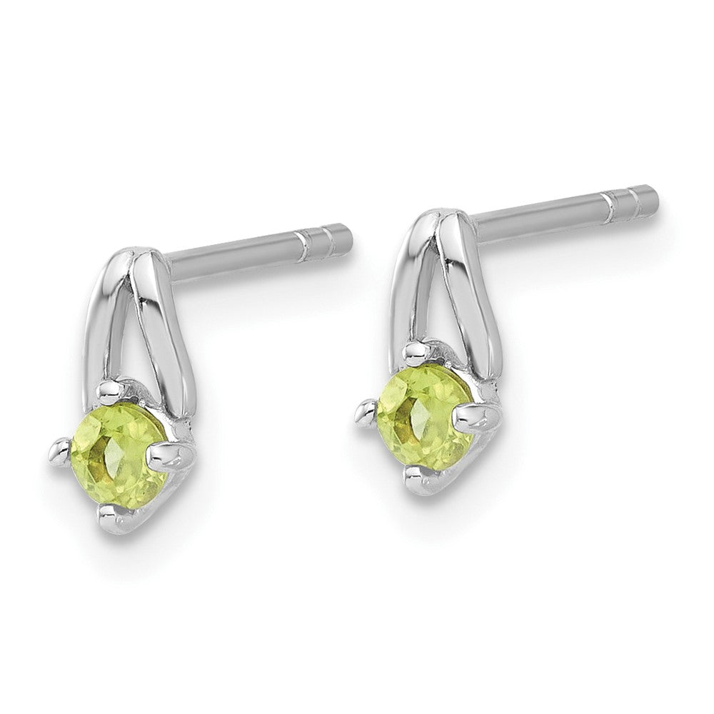 Sterling Silver Rhodium-plated Peridot Post Earrings